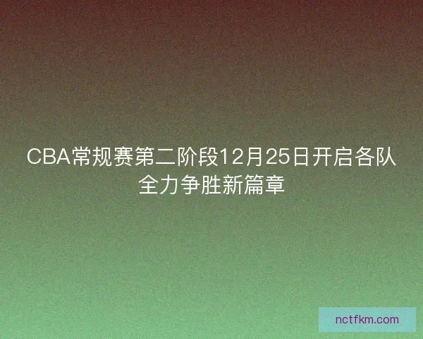 CBA常规赛第二阶段12月25日开启各队全力争胜新篇章