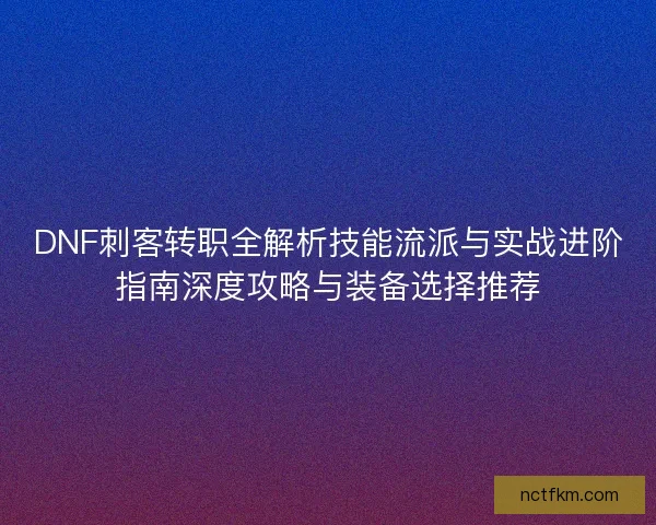 DNF刺客转职全解析技能流派与实战进阶指南深度攻略与装备选择推荐